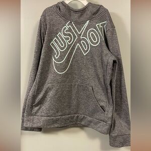 NIKE DRI-FIT Youth Size L Unisex‎ Gray Front Pocket Fleece Lined Athletic Hoodie